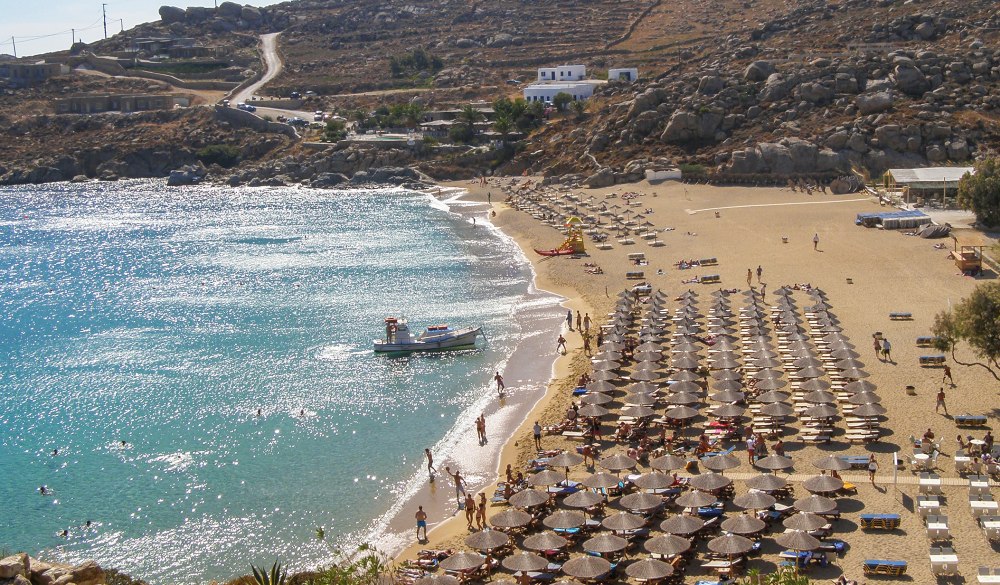 Super paradise beach in Mykonos island, Greece; Shutterstock ID 478234915