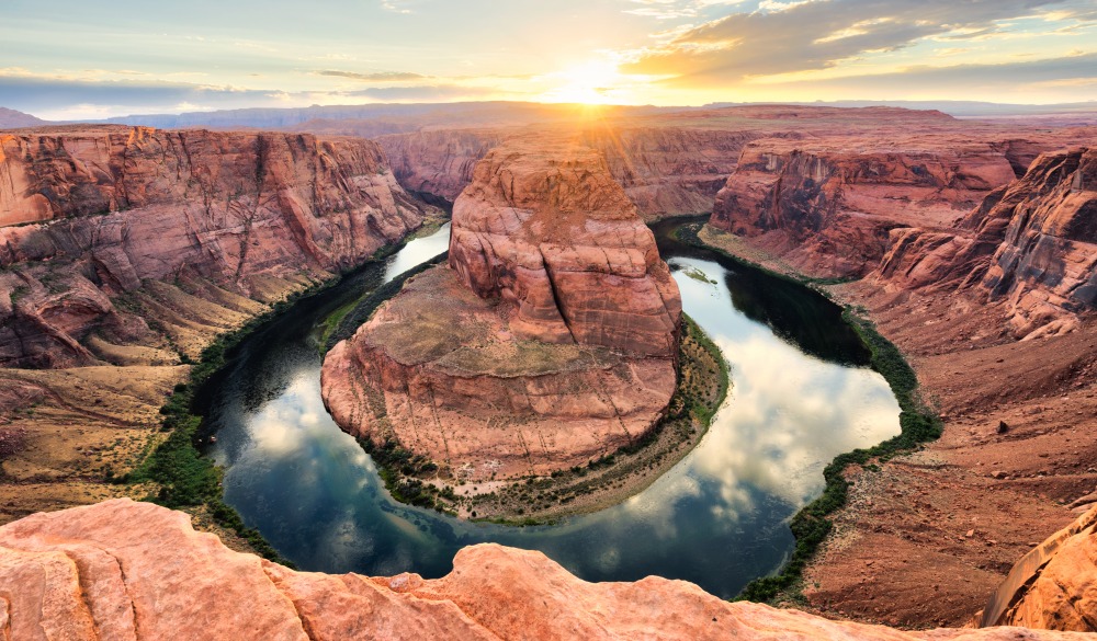 Horseshoe Bend At Sunset - Colorado River, Arizona, UNESCO site in the US