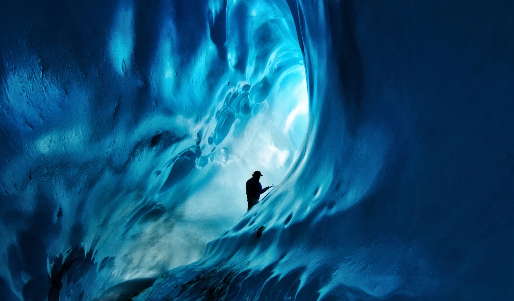 Ice cave hike, Root Glacier, Wrangell-St. Elias National Park, , UNESCO site in the US