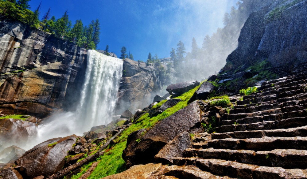 Vernal Falls along the Mist Trail in early summer, Yosemite National Park