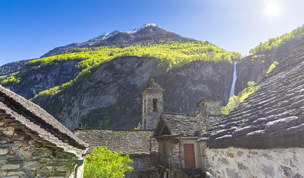 Traditional houses and church of Foroglio